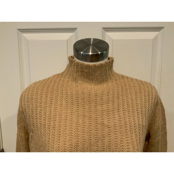 Project Naadam Camel Open Knit Turtleneck Sweater/Short Poncho, Size XS, NWT! - Picture 2 of 10